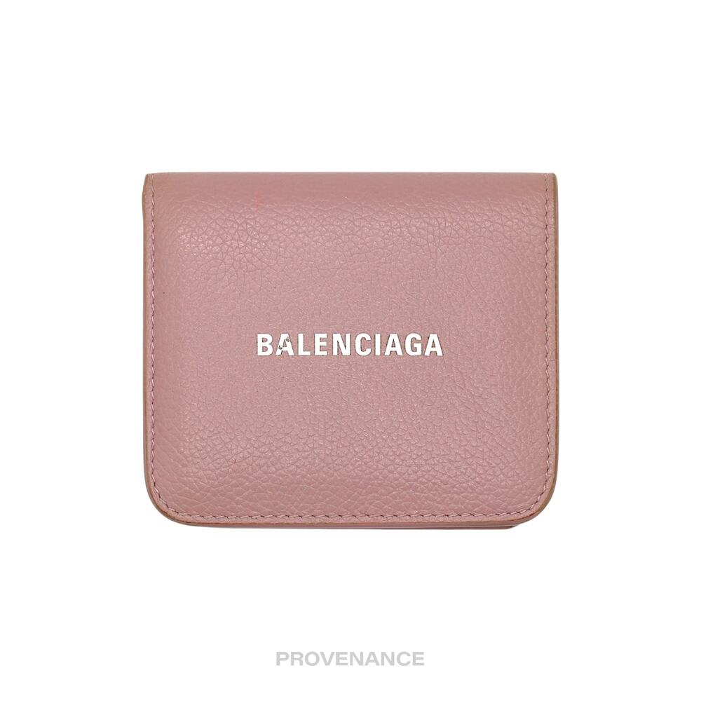 🔴 Balenciaga Logo Snap Wallet - Powder Pink Leather